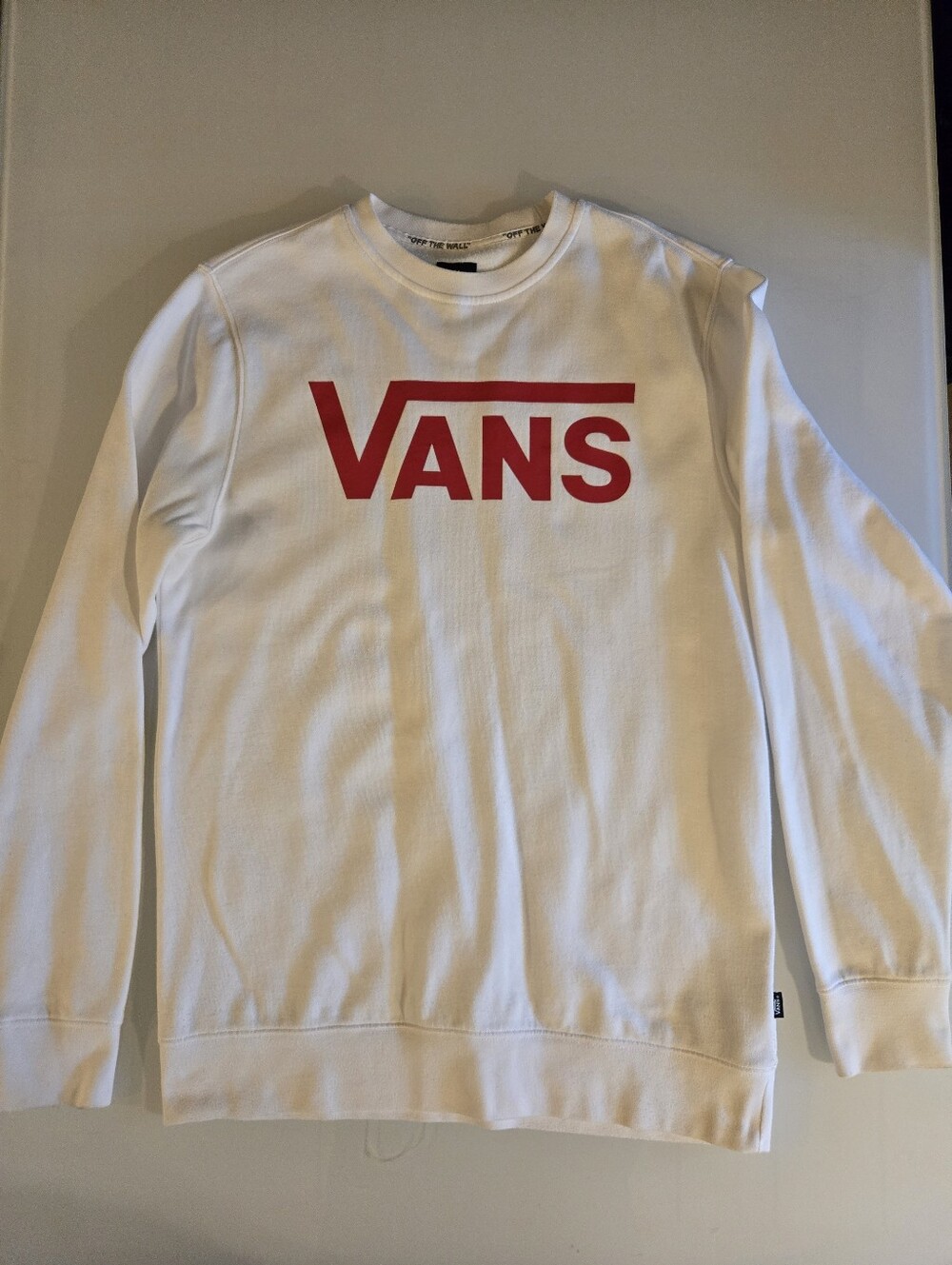 Vans Classic Logo White Crewneck Sweatshirt Red Logo M